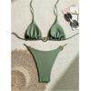 imageSHENHE Womens Thong Bikini Set Halter 2 Piece Swimsuit Triangle Metal Ring Bathing SuitsArmy Green