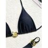 imageSHENHE Womens Thong Bikini Set Halter 2 Piece Swimsuit Triangle Metal Ring Bathing SuitsBlack