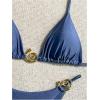 imageSHENHE Womens Thong Bikini Set Halter 2 Piece Swimsuit Triangle Metal Ring Bathing SuitsBlue