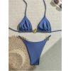 imageSHENHE Womens Thong Bikini Set Halter 2 Piece Swimsuit Triangle Metal Ring Bathing SuitsBlue