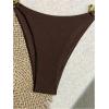 imageSHENHE Womens Thong Bikini Set Halter 2 Piece Swimsuit Triangle Metal Ring Bathing SuitsBrown