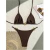 imageSHENHE Womens Thong Bikini Set Halter 2 Piece Swimsuit Triangle Metal Ring Bathing SuitsBrown