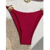 imageSHENHE Womens Thong Bikini Set Halter 2 Piece Swimsuit Triangle Metal Ring Bathing SuitsDark Red