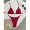 imageSHENHE Womens Thong Bikini Set Halter 2 Piece Swimsuit Triangle Metal Ring Bathing SuitsDark Red