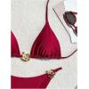 imageSHENHE Womens Thong Bikini Set Halter 2 Piece Swimsuit Triangle Metal Ring Bathing SuitsDark Red