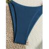 imageSHENHE Womens Thong Bikini Set Halter 2 Piece Swimsuit Triangle Metal Ring Bathing SuitsDeep Blue