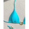 imageSHENHE Womens Thong Bikini Set Halter 2 Piece Swimsuit Triangle Metal Ring Bathing SuitsMint Blue