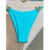 imageSHENHE Womens Thong Bikini Set Halter 2 Piece Swimsuit Triangle Metal Ring Bathing SuitsMint Blue