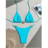 imageSHENHE Womens Thong Bikini Set Halter 2 Piece Swimsuit Triangle Metal Ring Bathing SuitsMint Blue