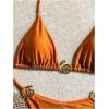 imageSHENHE Womens Thong Bikini Set Halter 2 Piece Swimsuit Triangle Metal Ring Bathing SuitsOrange