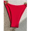 imageSHENHE Womens Thong Bikini Set Halter 2 Piece Swimsuit Triangle Metal Ring Bathing SuitsRed