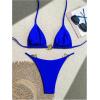 imageSHENHE Womens Thong Bikini Set Halter 2 Piece Swimsuit Triangle Metal Ring Bathing SuitsRoyal Blue