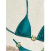 imageSHENHE Womens Thong Bikini Set Halter 2 Piece Swimsuit Triangle Metal Ring Bathing SuitsTeal Blue