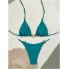 imageSHENHE Womens Thong Bikini Set Halter 2 Piece Swimsuit Triangle Metal Ring Bathing SuitsTeal Blue