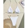 imageSHENHE Womens Thong Bikini Set Halter 2 Piece Swimsuit Triangle Metal Ring Bathing SuitsWhite Solid