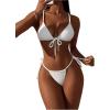 imageSHENHE Womens Sexy String Bikini Set Triangle Brailian Thong Swimsuit Textured 2 Piece Swim SetWhite