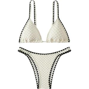 imageSHENHE Womens Triangle Bikini 2 Piece Swimsuit Tie Back High Cut Sexy Bathing SuitBeige