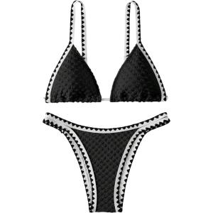 imageSHENHE Womens Triangle Bikini 2 Piece Swimsuit Tie Back High Cut Sexy Bathing SuitBlack