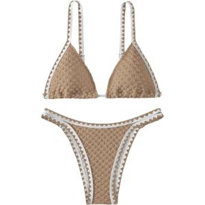 imageSHENHE Womens Triangle Bikini 2 Piece Swimsuit Tie Back High Cut Sexy Bathing SuitBrown