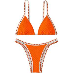 imageSHENHE Womens Triangle Bikini 2 Piece Swimsuit Tie Back High Cut Sexy Bathing SuitOrange