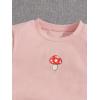 imageSHENHE Girls Mushroom Print Short Sleev Crop Tops Ruched Drawstring Tee T ShirtsLight Pink
