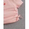imageSHENHE Girls Mushroom Print Short Sleev Crop Tops Ruched Drawstring Tee T ShirtsLight Pink