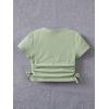 imageSHENHE Girls Mushroom Print Short Sleev Crop Tops Ruched Drawstring Tee T ShirtsMint Green