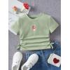 imageSHENHE Girls Mushroom Print Short Sleev Crop Tops Ruched Drawstring Tee T ShirtsMint Green