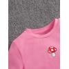 imageSHENHE Girls Mushroom Print Short Sleev Crop Tops Ruched Drawstring Tee T ShirtsPink