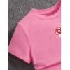 imageSHENHE Girls Mushroom Print Short Sleev Crop Tops Ruched Drawstring Tee T ShirtsPink