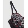 imageSHENHE Womens Casual Contrast Mesh Lace Up Deep V Neck Snake Print Crop Bustier Cami TopBurgundy