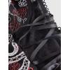 imageSHENHE Womens Casual Contrast Mesh Lace Up Deep V Neck Snake Print Crop Bustier Cami TopBurgundy