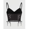 imageSHENHE Womens Casual Contrast Mesh Lace Up Deep V Neck Snake Print Crop Bustier Cami TopBurgundy