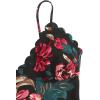 imageSHENHE Womens Floral V Neck Sleeveless Spaghetti Strap Scallop Trim Cami Bodysuit TopsBlack