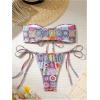 imageSHENHE Womens O Ring Bandeau Bikini Set 2 Piece Strapless Boho Swimsuit String Thong BikinisMulticolor