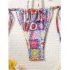 imageSHENHE Womens O Ring Bandeau Bikini Set 2 Piece Strapless Boho Swimsuit String Thong BikinisMulticolor