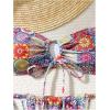 imageSHENHE Womens O Ring Bandeau Bikini Set 2 Piece Strapless Boho Swimsuit String Thong BikinisMulticolor