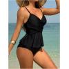 imageSHENHE Womens Ruffled Tankinni Swimsuit Tummy Control High Waisted Peplum Bathing SuitsBlack