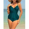imageSHENHE Womens Ruffled Tankinni Swimsuit Tummy Control High Waisted Peplum Bathing SuitsDark Green