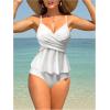imageSHENHE Womens Ruffled Tankinni Swimsuit Tummy Control High Waisted Peplum Bathing SuitsWhite
