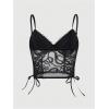 imageSHENHE Womens Sexy Sheer Mesh Lace Up Bustier Corset Snake Print Y2k Crop Cami TopBlack