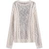 imageSHENHE Womens Skull Print Hollow Out Loose Knit Goth Grunge Off Shoulder Sheer SweaterBeige