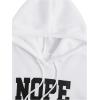 imageSHENHE Womens Slogan Letter Print Long Sleeve Hooded Sweatshirt Pullover Hoodie TopsWhite and Black