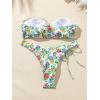 imageSHENHE Womens Strapless 2 Piece Swimsuits Floral Colorblock Lace Up Bandeau Bikini SetMulticolor