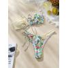 imageSHENHE Womens Strapless 2 Piece Swimsuits Floral Colorblock Lace Up Bandeau Bikini SetMulticolor