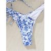 imageSHENHE Womens Strapless 2 Piece Swimsuits Floral Colorblock Lace Up Bandeau Bikini SetWhite and Blue