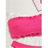 imageSHENHE Womens Strapless Bandeau Swimsuit Textured Frilled High Cut 2 Piece Bikini SetHot Pink