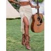 imageSHENHE Womens Twist Front High Slit Fringe Skirt Asymmetrical Tassel Boho Midi SkirtApricot