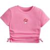 imageSHENHE Girls Mushroom Print Short Sleev Crop Tops Ruched Drawstring Tee T ShirtsPink