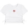 imageSHENHE Girls Mushroom Print Short Sleev Crop Tops Ruched Drawstring Tee T ShirtsWhite